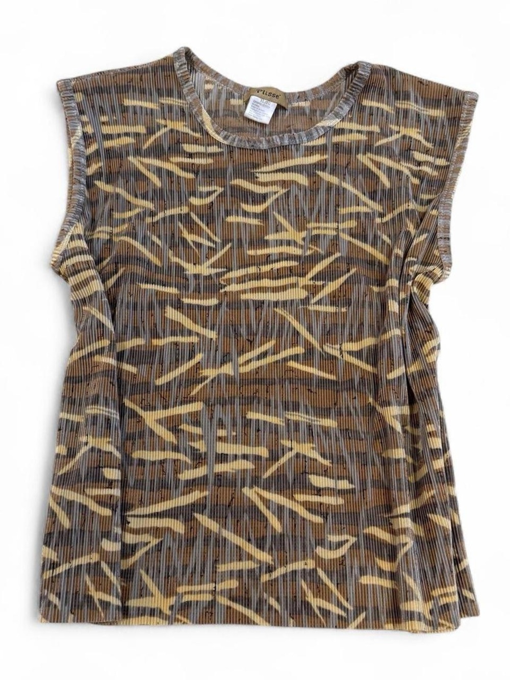 Vintage 90s Pleated Patterned Blouse Top